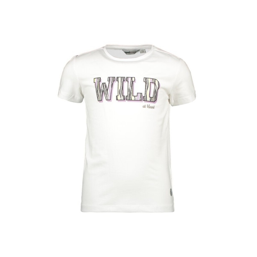 White Short Sleeve Tee with Bold 'WILD' Print